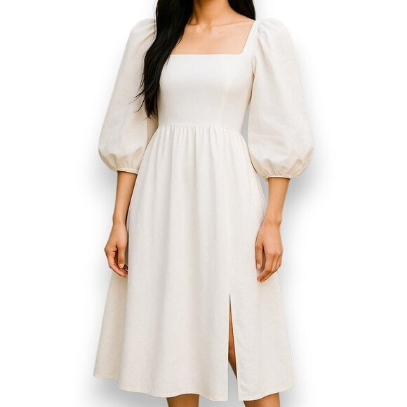 J. CREW Linen Daydream Dress Smocked Lightweight Lined Midi - Picture 1 of 17